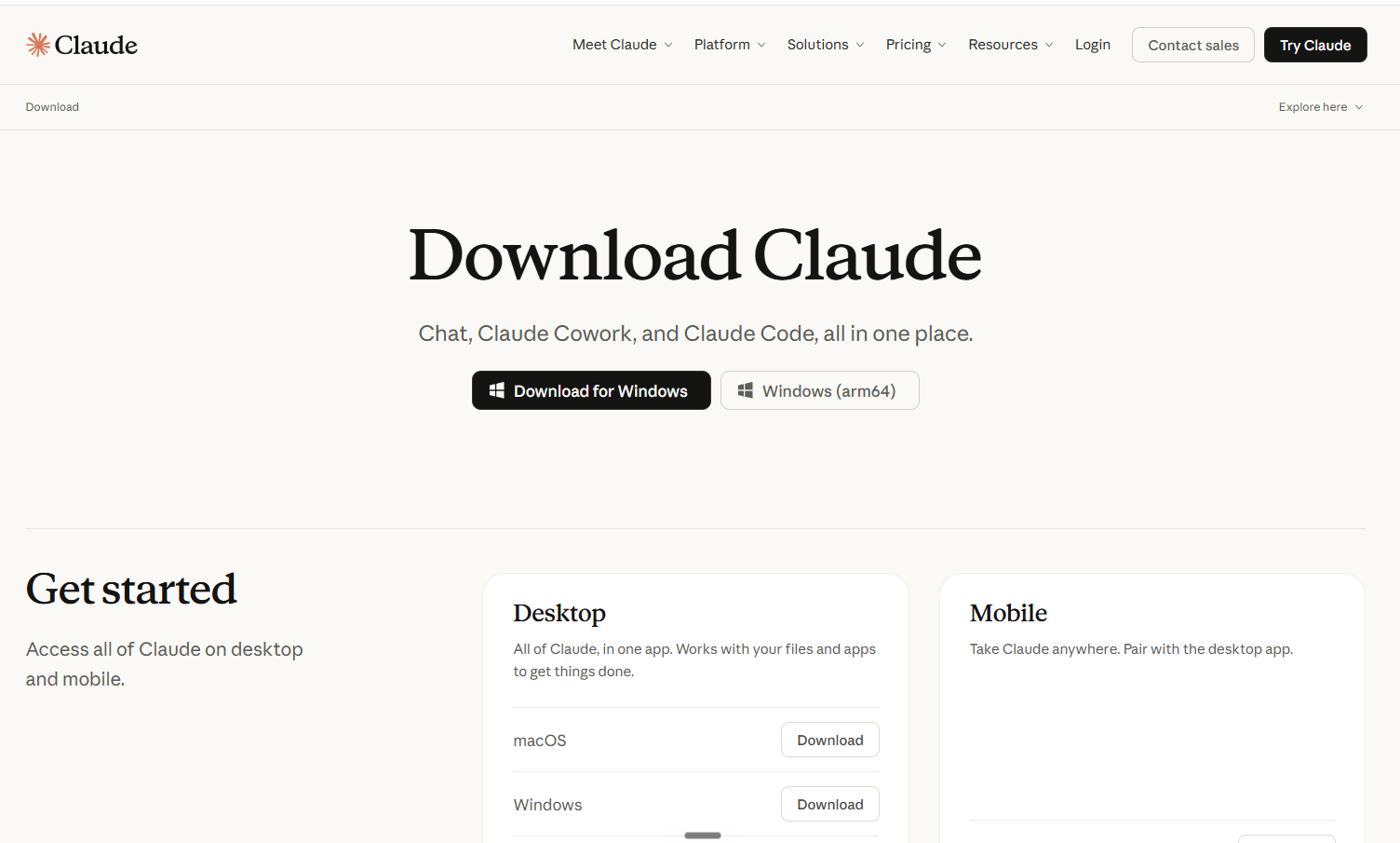 Paso 2: Descarga Claude para escritorio